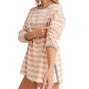 NEW Aemi & Co Pink & White Striped Long Sleeve Top